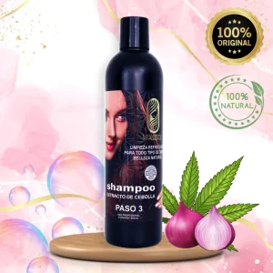 Shampoo sin sal con extracto de cebolla y cannabis x 500 ml