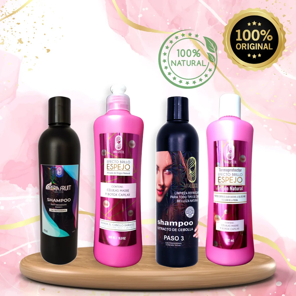 Combo 4 Pasos Alisado Orgánico BRILLO ESPEJO x 500 ml